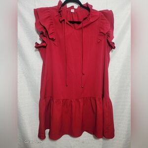 Anrabess women's Dress color Wine Ruflee Sleeve Size XXL.